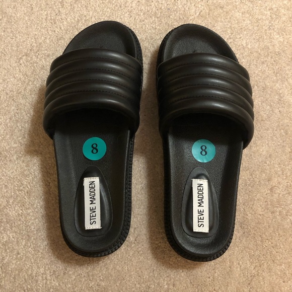NWT - Steve Madden Puffer Platform Slides - Picture 2 of 5